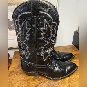 Santa Fe Boot Co. Black Leather Cowboy Western Boots Size 9 D